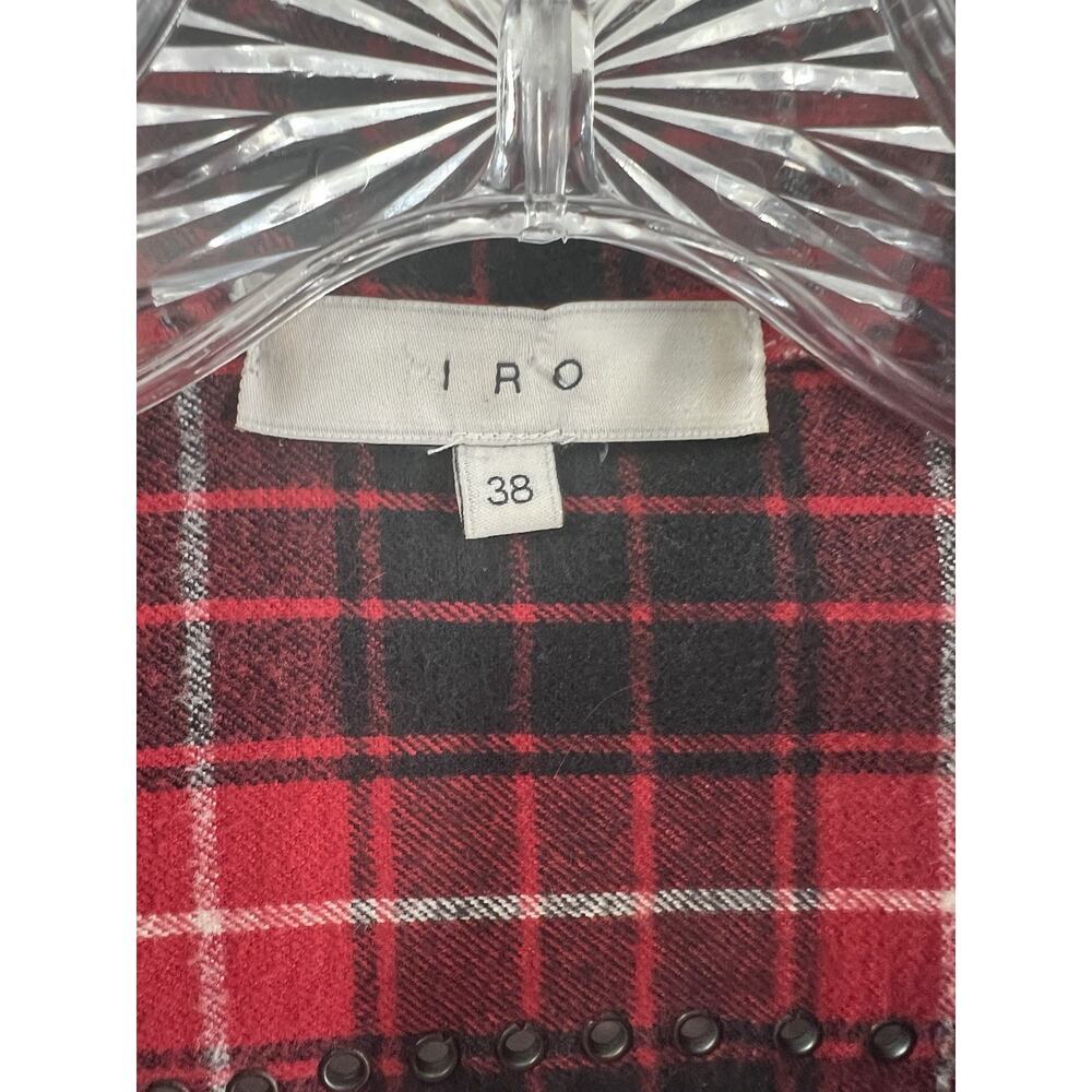 IRO Women’s Long Sleeve Flannel Snap Front Cotton Plaid Top Grommet Detail 38/6 - Picture 4 of 10